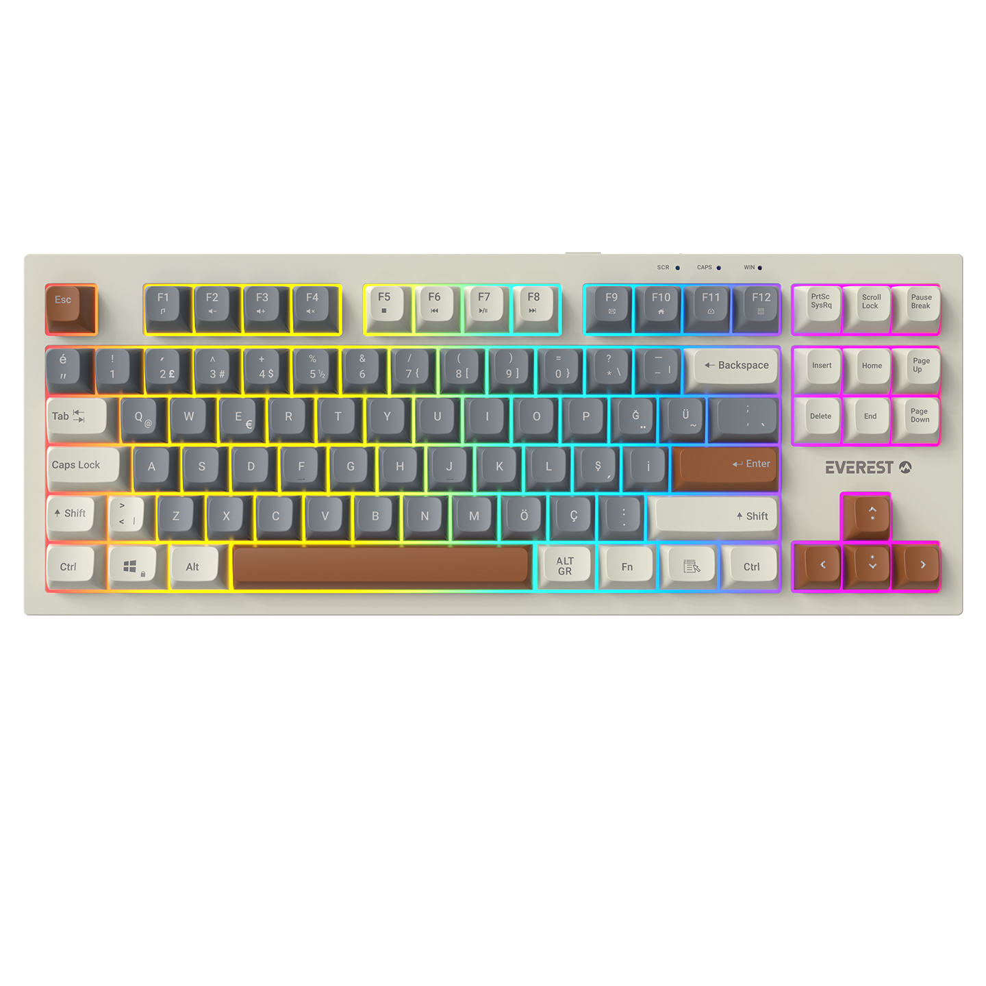 Everest KB-98 SILENT TKL Gri Mavi/Gri/Kahve Rainbow Q Membrane Klavye