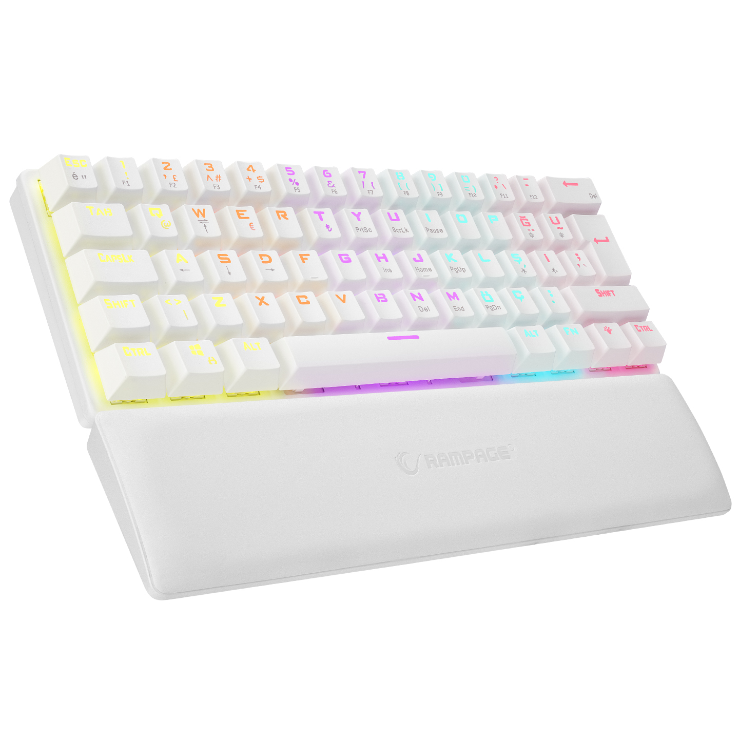 Rampage ALLY K11 Beyaz Rainbow Q Gaming Oyuncu Klavye Bilek Destekli Red Switch