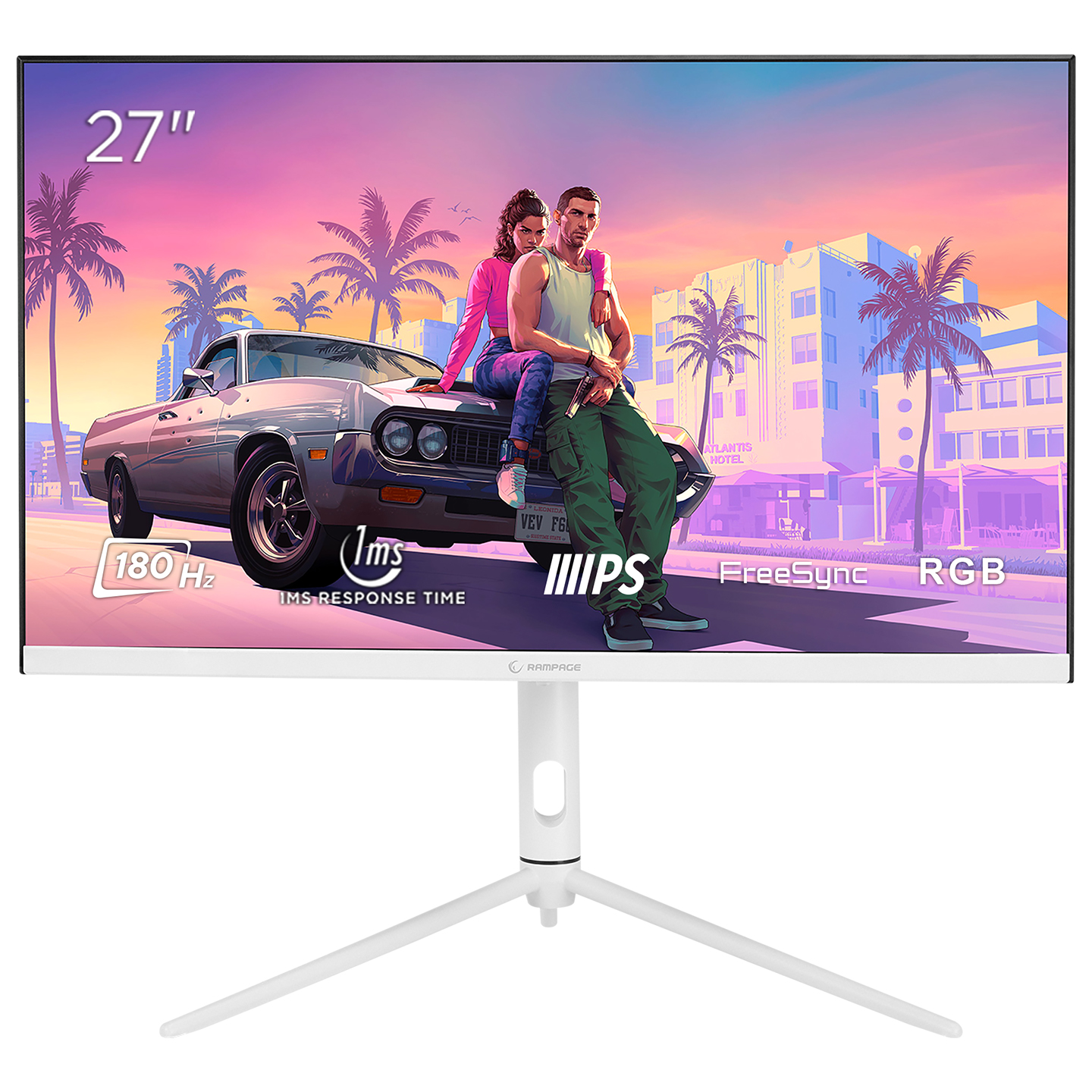 Rampage GLACIER GL27R180Q 27 180Hz 1ms AUO IPS QHD 2K AdaptiveSync RGB Pivot Beyaz Flat Oyuncu Monitörü
