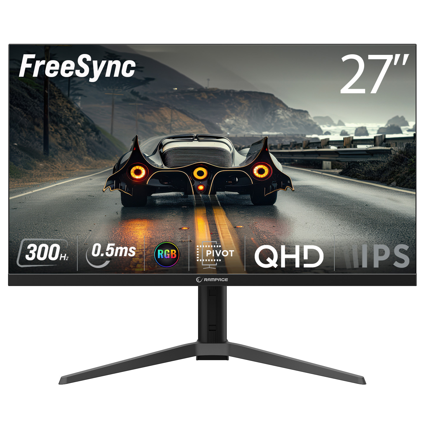 Rampage PRIME PR27F300QH 27 300Hz 0,5ms Fast IPS QHD Freesync RGB Pivot PC Flat Oyuncu Monitörü (OUTLET)