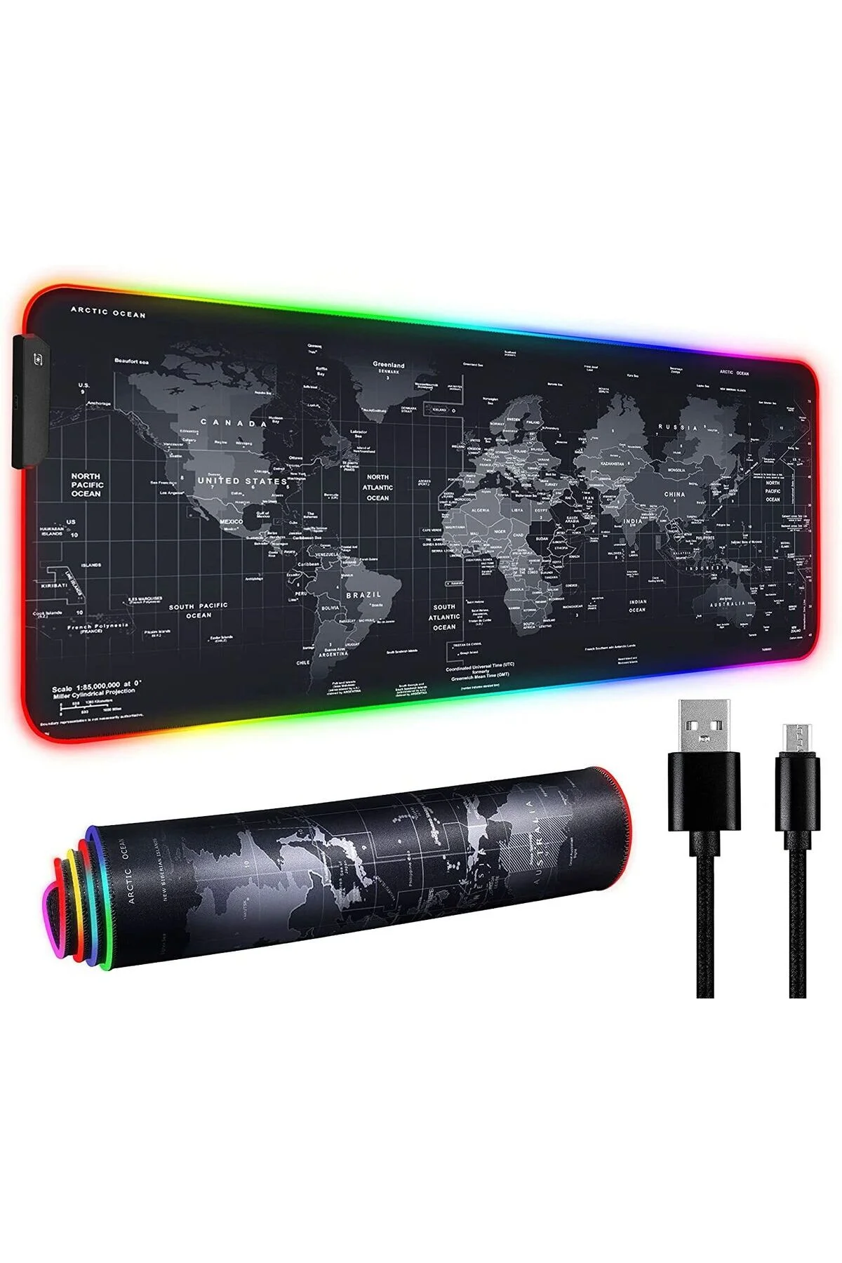 Rgb Aydınlatmalı 90x40 Mouse Pad Led Işıklı Speed Yüzey Su Geçirmez Gamepad Dünya Desenli Renk Gaming Mousepad