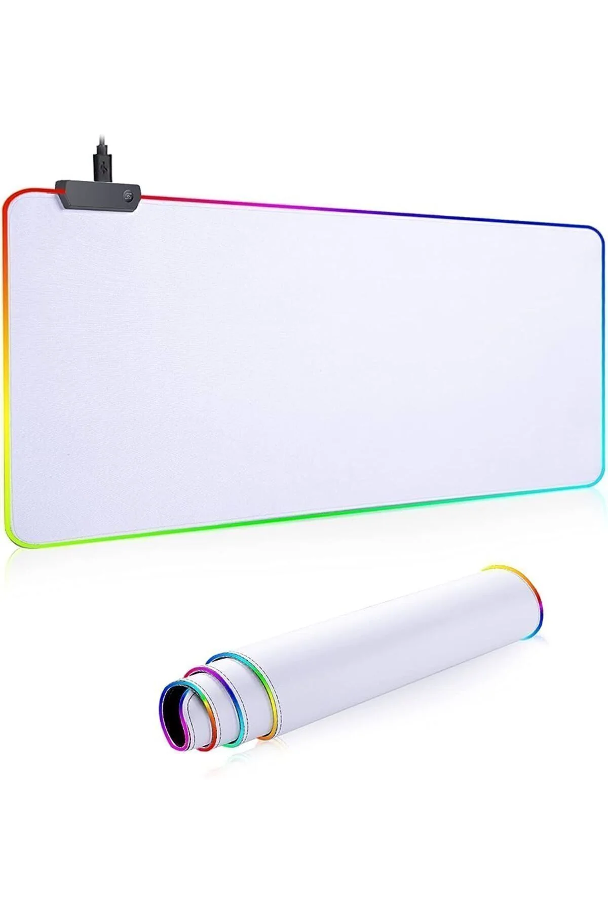 Rgb Aydınlatmalı 70x30 Beyaz Speed Yüzey Mouse Pad 13 Farklı Renk Modu Su Geçirmez Oyuncu Gaming Xl Mousepad