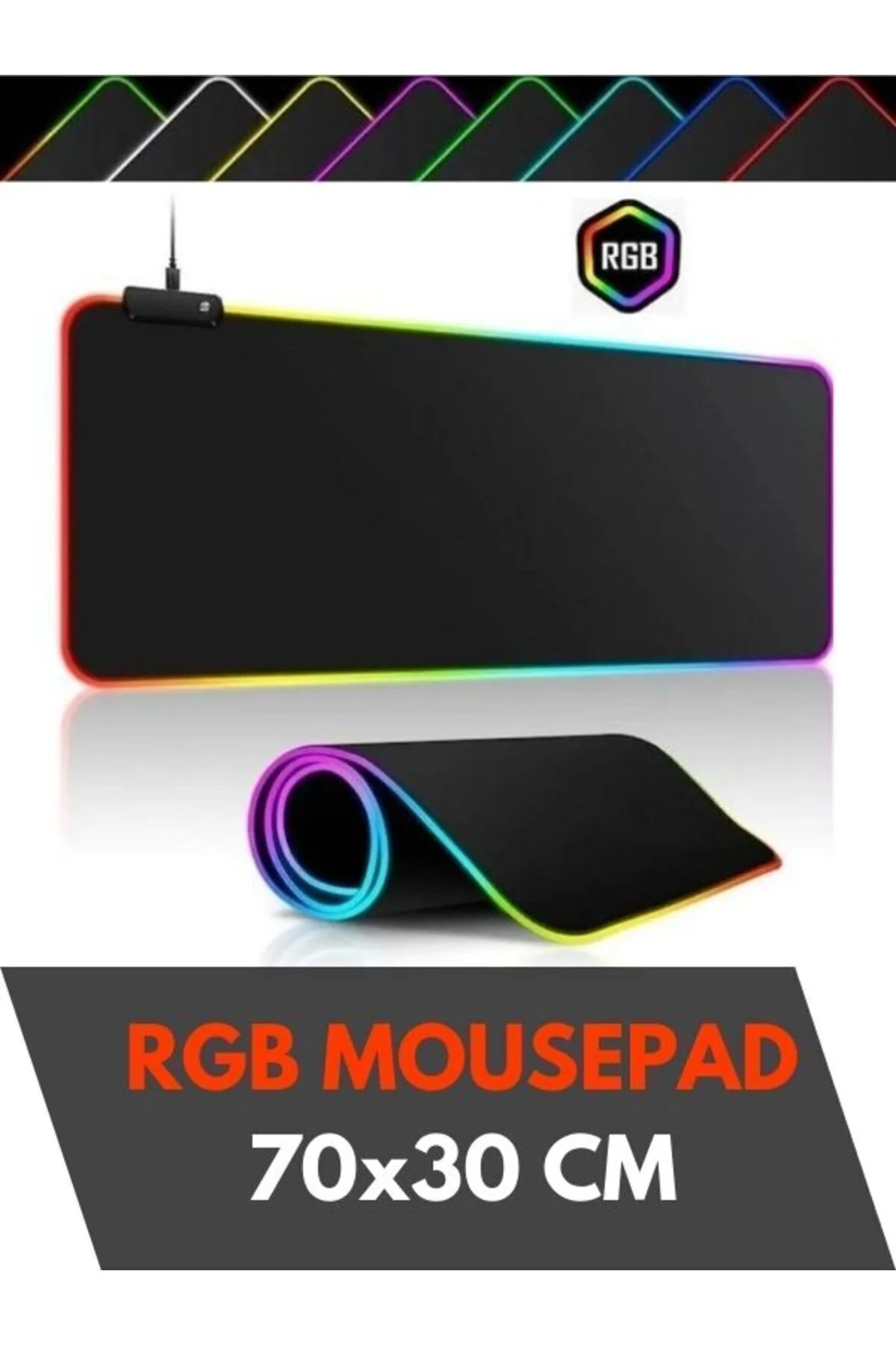 Rgb Aydınlatmalı Mouse Pad 70x30 Led Işıklı Speed Yüzey Su Geçirmez Gamepad Baskısız Siyah Renk Gaming Mousepad -