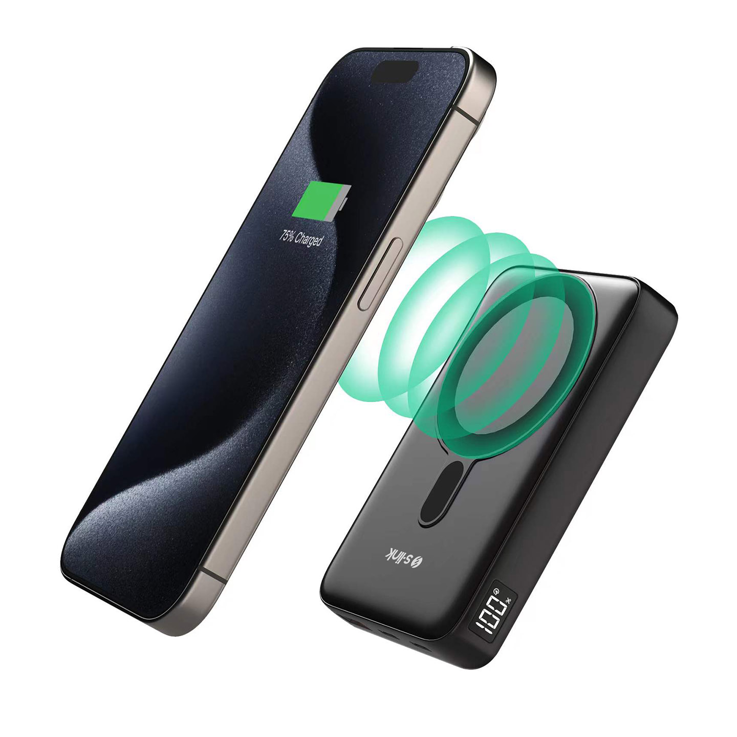 S-link M1051 10000mAh Magsafe 15W + Watch 2.5W HSC22.5W+PD20W+QC3.0 Siyah LCD Taşınabilir Şarj Cihazı Powerbank