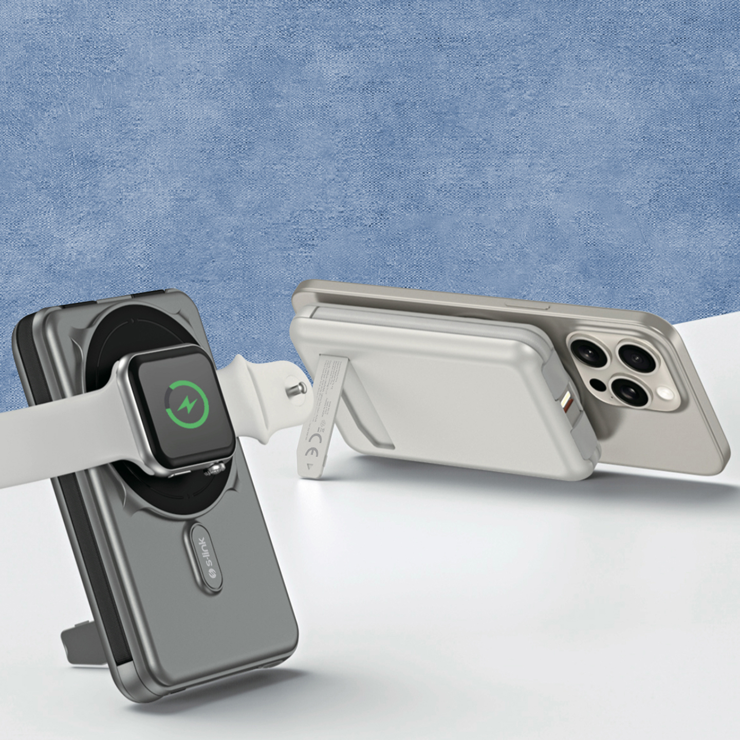 S-link MG120 10000mAh PD20W + QC3.0 18W 15W Magsafe + Watch Gri LCD Taşınabilir Pil Şarj Cihazı Powerbank